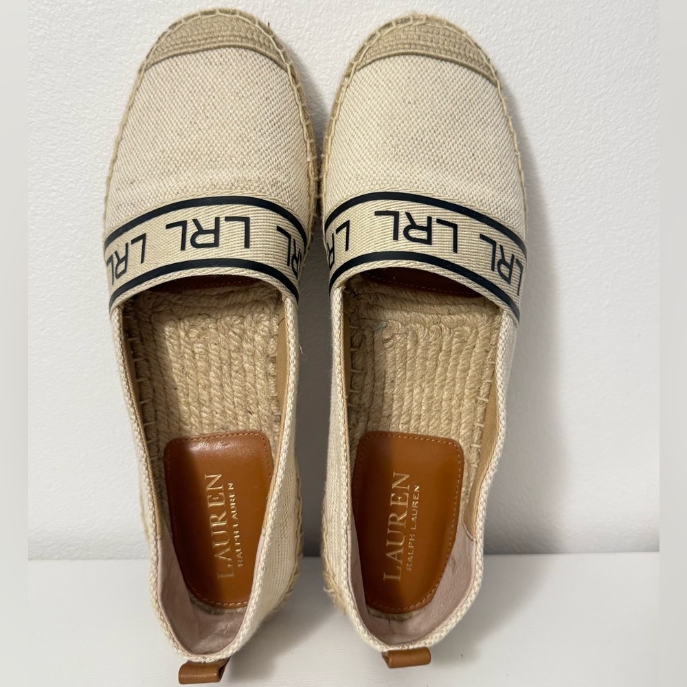 Lauren Ralph Lauren Cream Espadrilles with Logo Strap